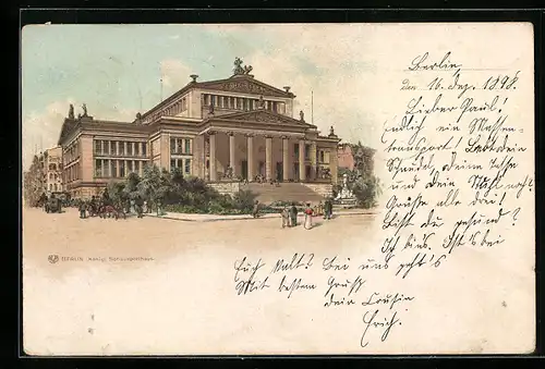 Lithographie Berlin, Gendarmenmarkt, Königl. Schauspielhaus