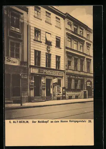 AK Alt-Berlin, Huas Heiligegeiststrasse 38 mit Neidkopf-Relief