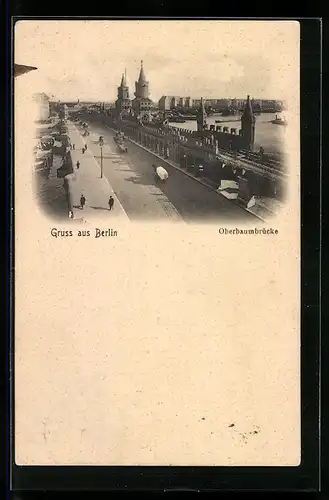 AK Berlin-Friedrichshain, Oberbaumbrücke