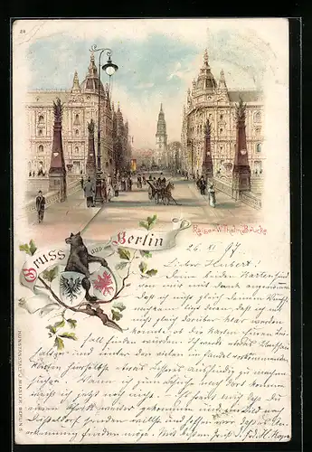 Lithographie Berlin, Kaiser-Wilhelm-Brücke