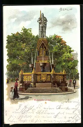 Lithographie Berlin-Tiergarten, Rolandsbrunnen