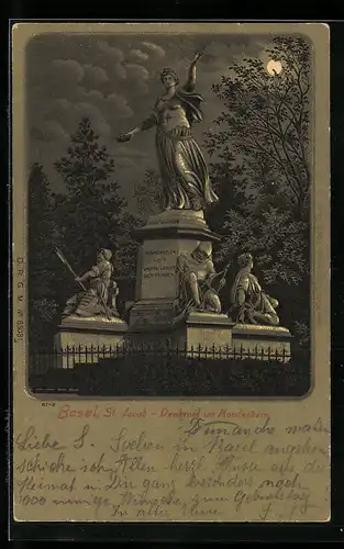 Mondschein-Lithographie Basel, St. Jacob-Denkmal
