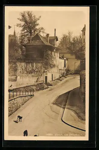 AK Zürich, Am Oetenbach, Strassenpartie