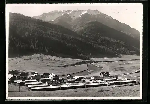 AK S-chanf /Engadin, Flablager mit Piz Mezaun