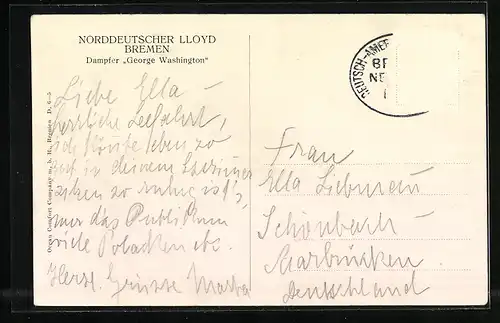 AK Passagierschiff George Washington auf See