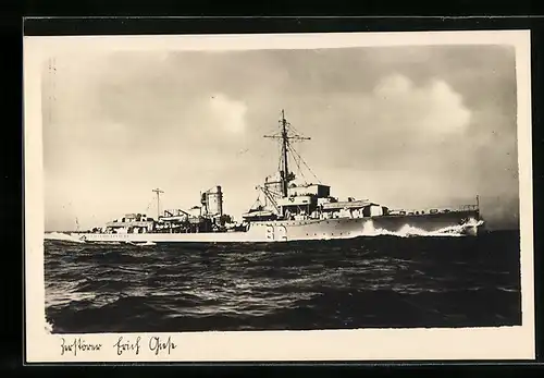 AK Zerstörer 82 der Kriegsmarine Erich Giese in voller Fahrt
