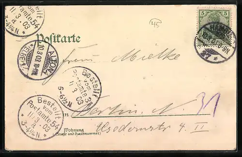 Lithographie Passagierschiff Deutschland in Fahrt