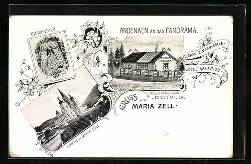AK Maria Zell, Rögl`s Panorama und Fotografisches Atelier, Kirche