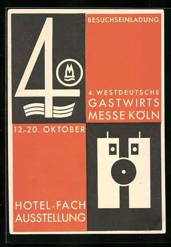 AK Köln, 4. Westd. Gastwirtsmesse und Hotel-Fach-Ausstellung, Bauhaus