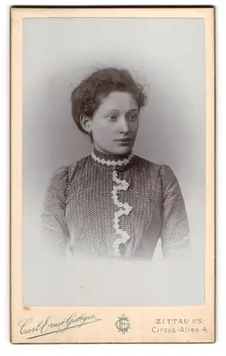 Fotografie Earl Ernst Güttges, Zittau i. S., Circus-Allee 4, Junge Dame im modischen Kleid