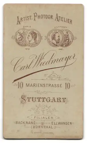 Fotografie Carl Wiedmayer, Stuttgart, Marienstr. 10, Bürgerlicher Herr mit Brille