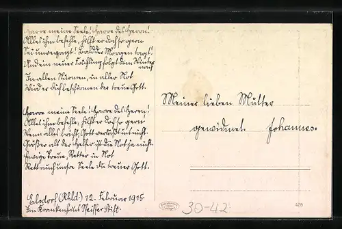 AK Betende Mutter, Soldaten im Krieg