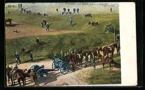AK Soldaten der Artillerie mit Geschütz