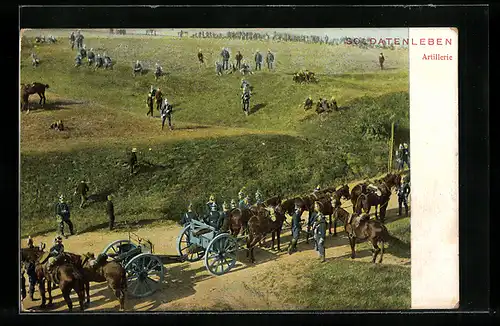 AK Soldaten der Artillerie in Uniform im Felde