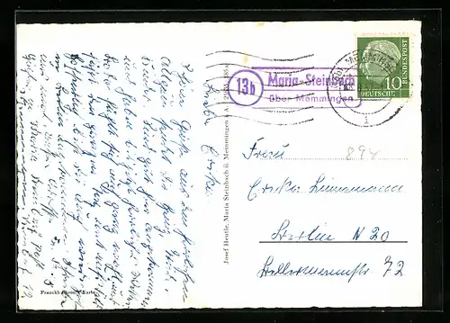 AK Landpoststempel Maria-Steinbach über Memmingen