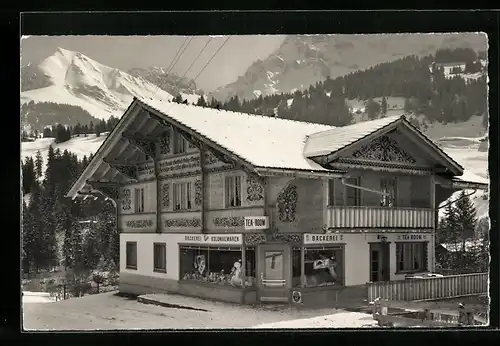 AK Adelboden-Oey, Bäckerei-Tea Room-Kolonialwaren
