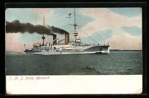 AK Kriegsschiff SMS Prinz Heinrich in Fahrt