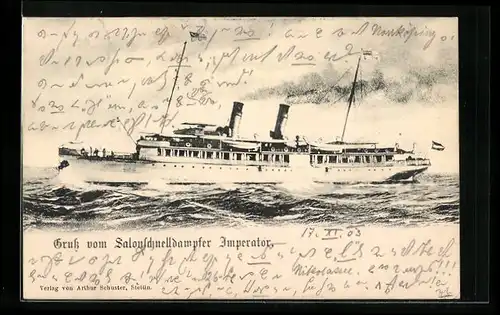 AK Salonschnelldampfer Imperator auf See