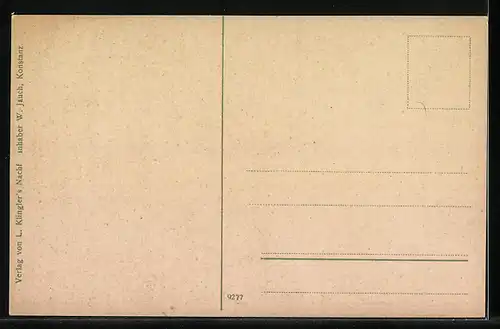 AK Konstanz-Bahnhofsplatz mit Hauptpost und Markstätte, Zeppelin