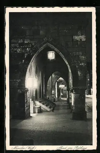 AK Münster /Westf., Abend am Rathaus