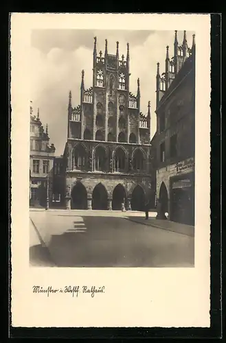 AK Münster i. Westf., Rathaus mit Geschäft