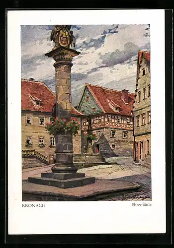 AK Kronach, Ehrensäule mit Gasthaus