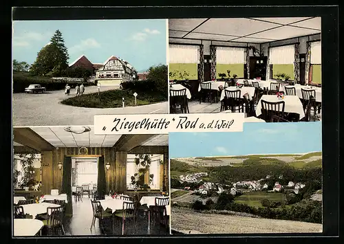 AK Rod an der Weil, Pension Ziegelhütte, Aussen- u. Innenansicht