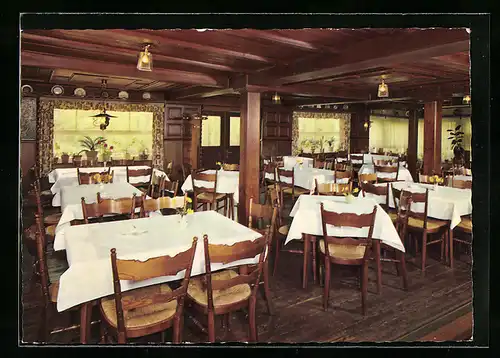 AK Wehrheim, Hotel-Restaurant Lochmühle der Geschwister Zwermann, Innenansicht