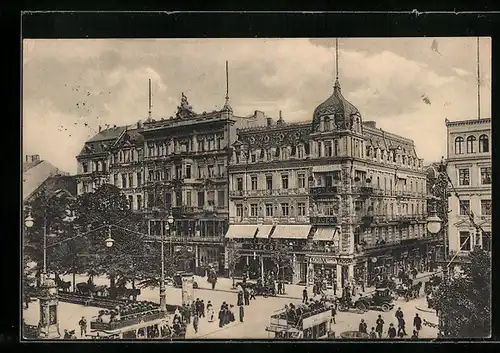 AK Berlin, Unter den Linden, Ecke Friedrichstrasse, mit Hotel Bauer