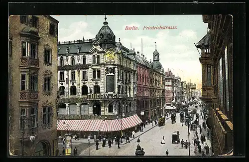 AK Berlin, Friedrichstrasse, Ecke Taubenstrasse, Geschäfte