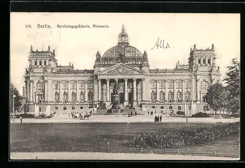 AK Berlin-Tiergarten, Reichstagsgebäude, Westseite