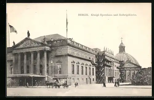 AK Berlin, Königliches Opernhaus und Hedwigskirche