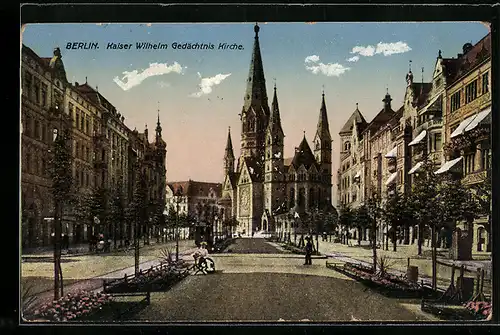 AK Berlin-Charlottenburg, Kaiser Wilhelm Gedächtniskirche an der Tauenzienstrasse
