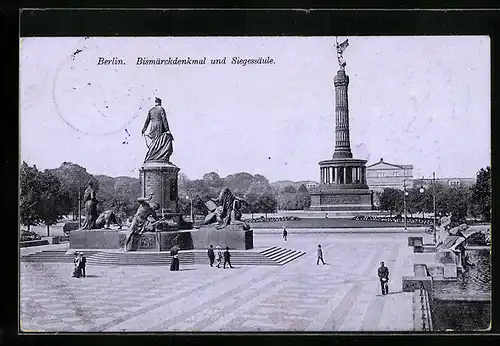 AK Berlin, Bismarckdenkmal & Siegessäule