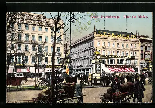 AK Berlin, Friedrichstrasse, Unter den Linden, Victoria Cafe