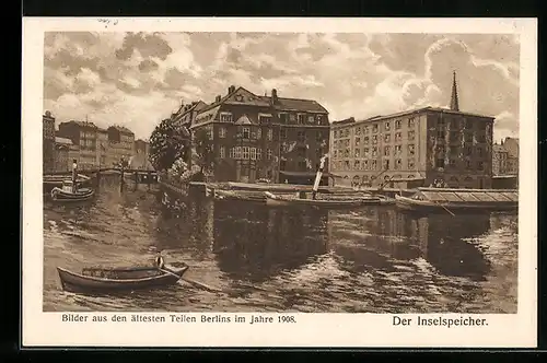 AK Alt-Berlin, Inselspeicher an der Spree