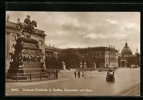 AK Berlin, Denkmal Friedrichs des Grossen, Universität und Dom