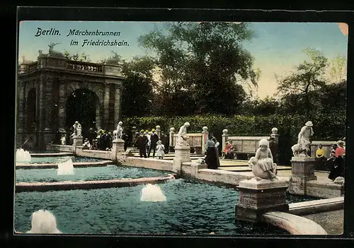 AK Berlin-Friedrichshain, Partie am Märchenbrunnen