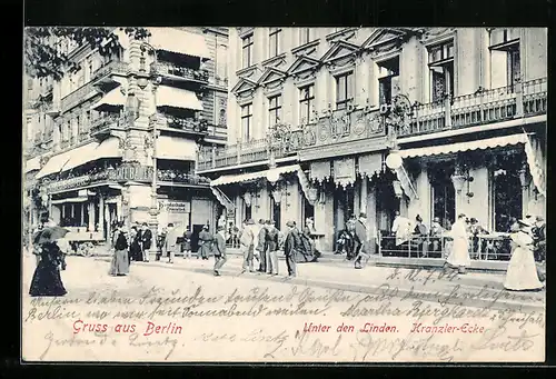 AK Berlin, Strasse Unter den Linden und Kranzler-Ecke mit Cafe Bauer