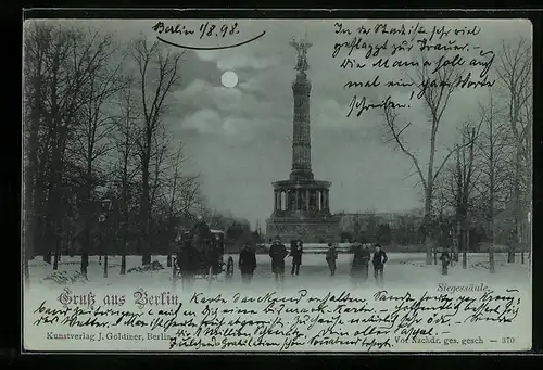 Mondschein-AK Berlin-Tiergarten, Siegessäule