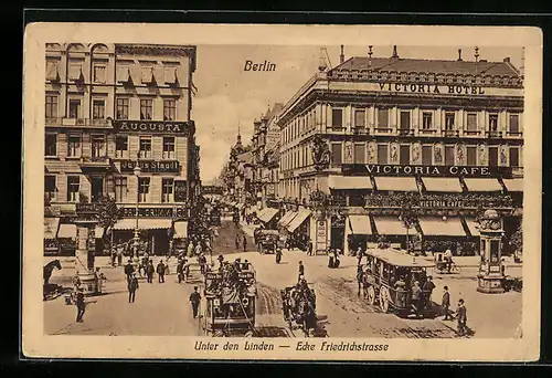 AK Berlin, Victoria-Hotel Unter den Linden Ecke Friedrichstrasse