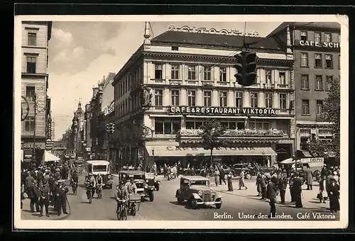 AK Berlin, Cafe Viktoria an der Strasse Unter den Linden