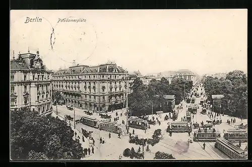 AK Berlin-Tiergarten, Potsdamerplatz mit Strassenbahn