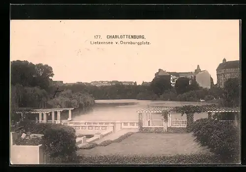 AK Berlin-Charlottenburg, Lietzensee vom Dernburgplatz