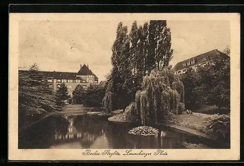 AK Berlin-Steglitz, Teichpartie am Lauenburger Platz