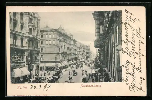 AK Berlin, Reger Strassenverkehr in der Friedrichstrasse