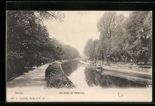 AK Berlin-Tiergarten, Am Kanal im Tiergarten
