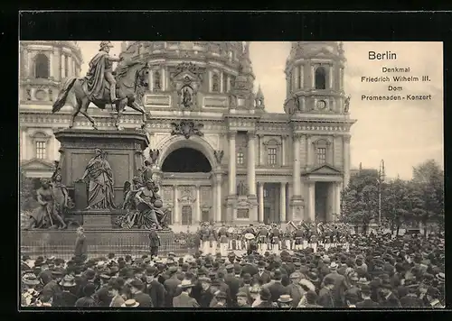 AK Berlin, Promenaden-Konzert im Lustgarten mit Reiterdenkmal Friedrich Wilhelm III.