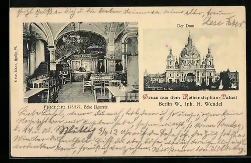 AK Berlin, Weihenstephan-Palast, Inh. H. Wendel, Friedrichstr. 176 /177, Ecke Jägerstrasse