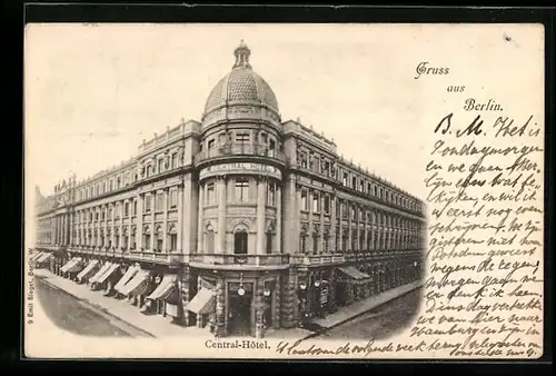 AK Berlin, Blick auf das Central-Hotel